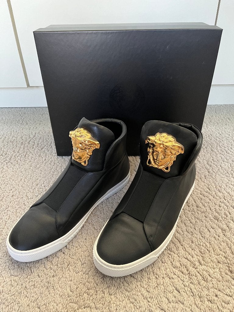 Versace Palazzo Medusa High Top leren sneakers maat 41 heren, Ophalen, Zwart, Versace, Sneakers of Gympen