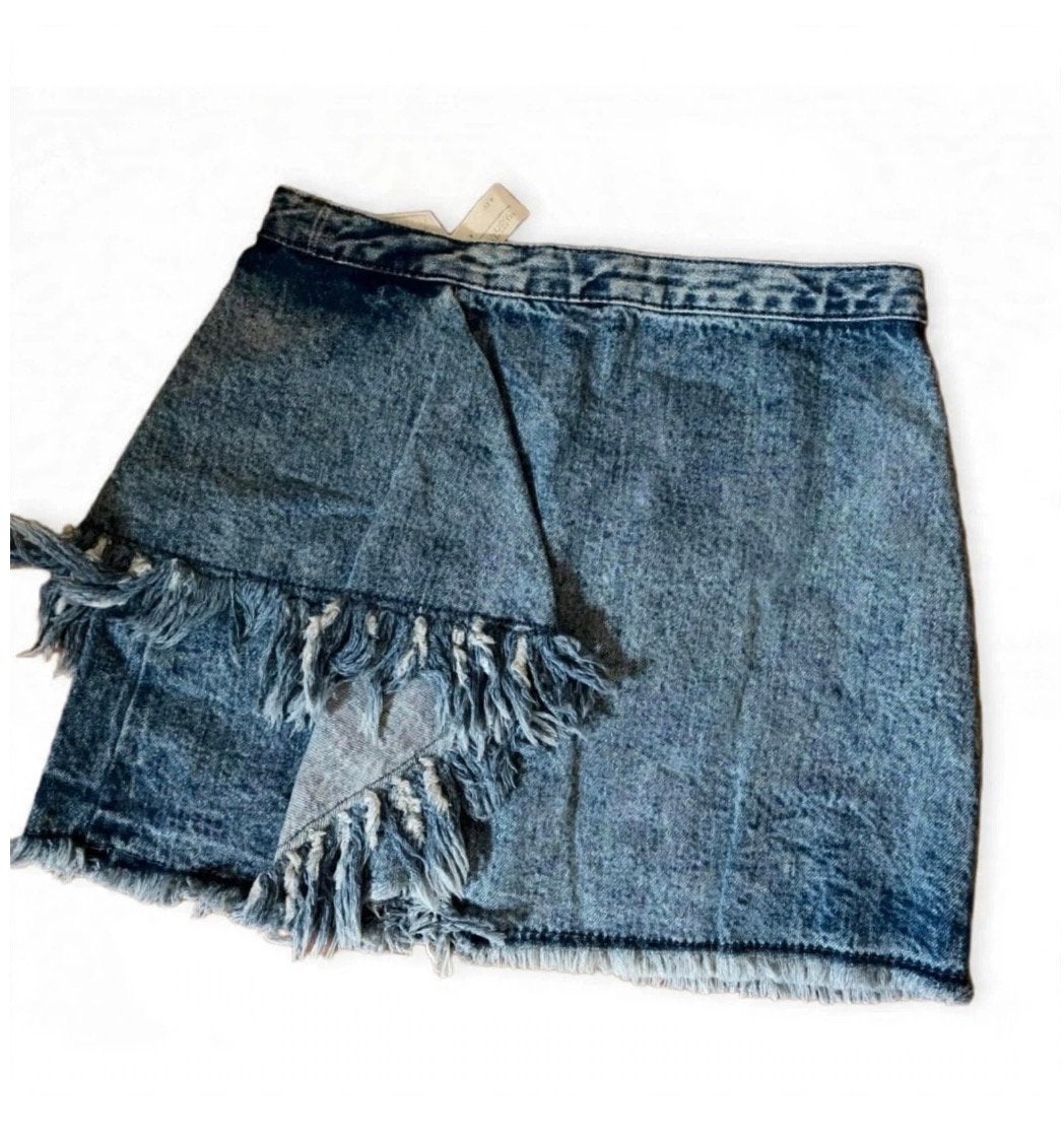 Zara Trafaluc denim rokje met franjes - Maat S, Kleding | Dames, Blauw, Ophalen of Verzenden, Zo goed als nieuw, Maat 36 (S)