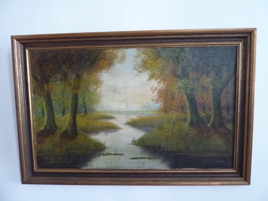 Klassiek schilderij Frits Meijer, Doek, Ophalen of Verzenden, Landschap, Olieverf
