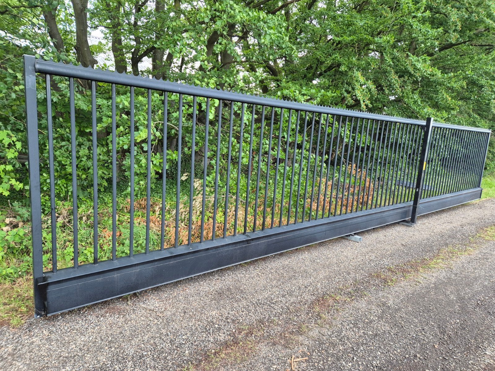 vrijdr.elek.schuifpoort 8,1 mtr doorgang,2 mtr hoog zwart, Ophalen, Gebruikt, Schuifpoort, 200 cm of meer