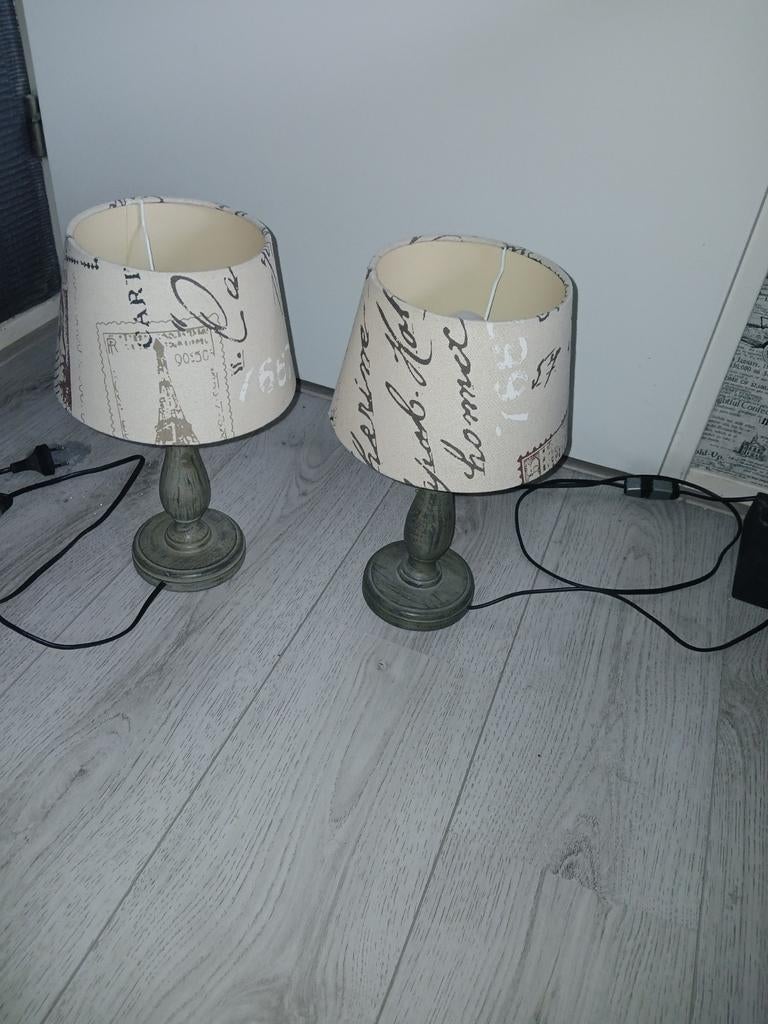 Set van 2 sfeervolle tafellampen met Parijs-thema, Ophalen of Verzenden, Gebruikt, Hout