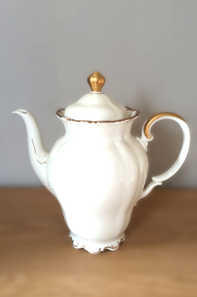 Vintage theepot wit gouden accenten Seltmann Weiden Theresia, Antiek en Kunst, Ophalen of Verzenden