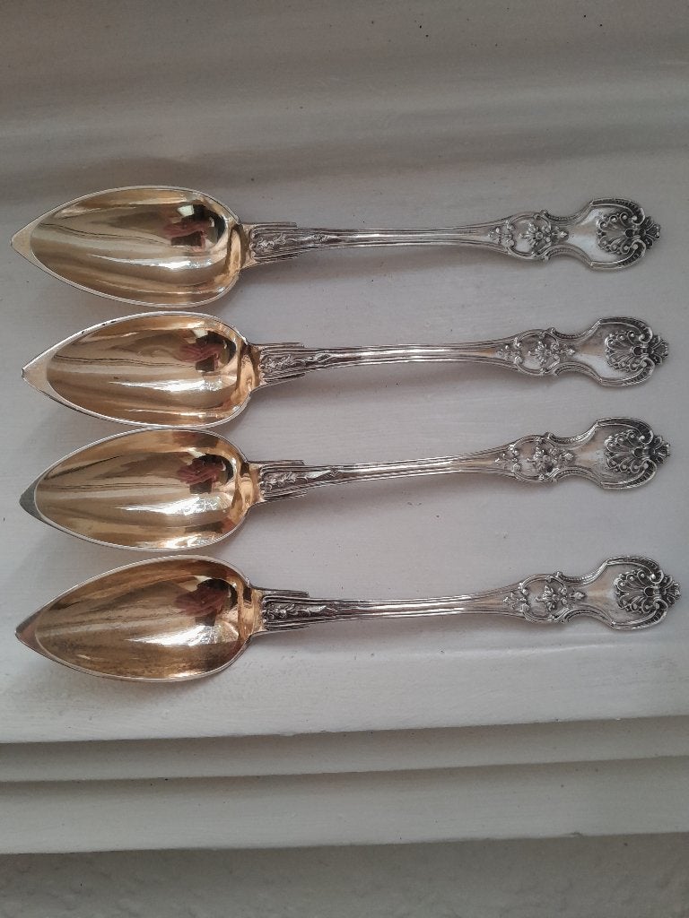 Set van 4 Franse vergulde zilveren lepels – 950 zilver, Verzenden, Zilver