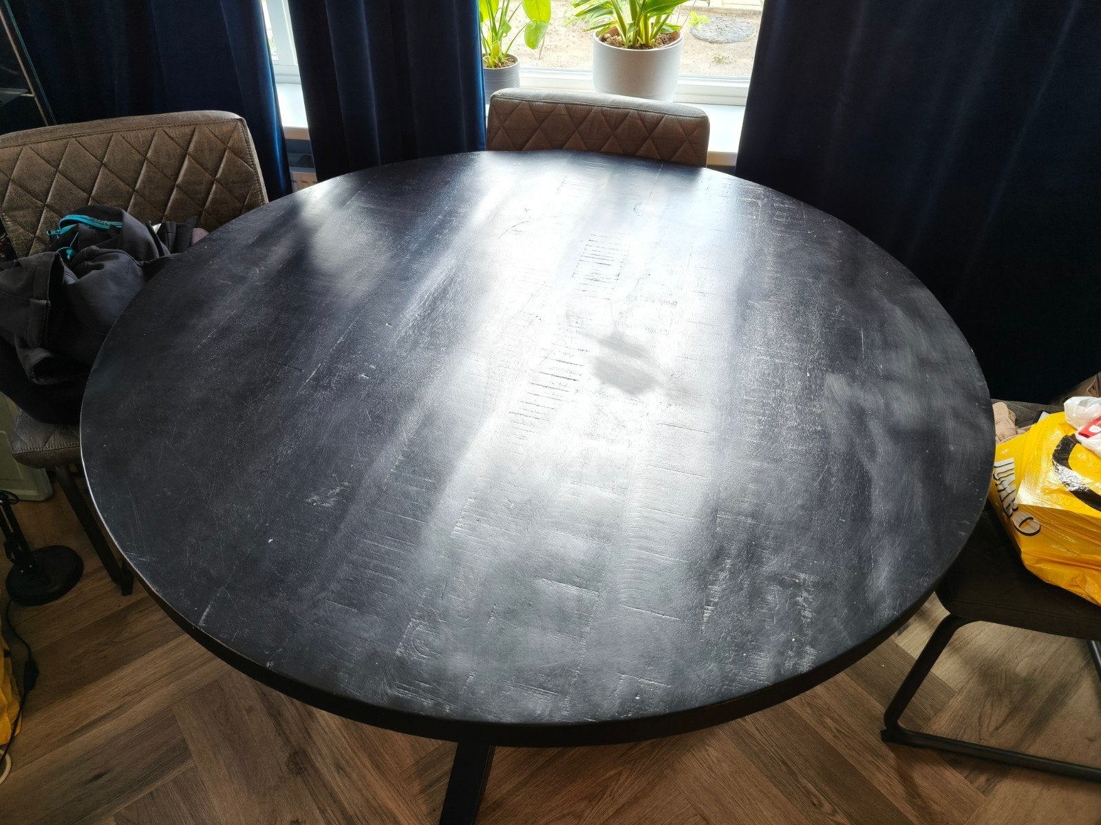 Mangohouten eettafel, Ophalen, Zo goed als nieuw, Rechthoekig, 50 tot 100 cm