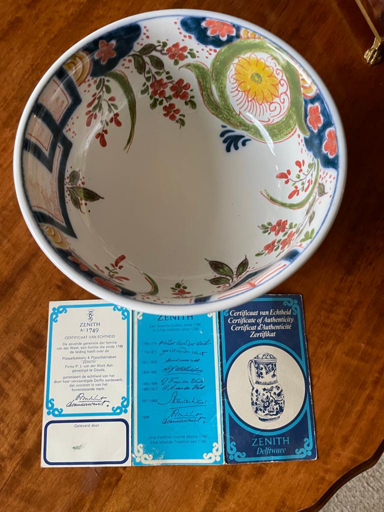 Antieke Zenith Polychroom Delftware Kom - 1936, Antiek en Kunst, Ophalen