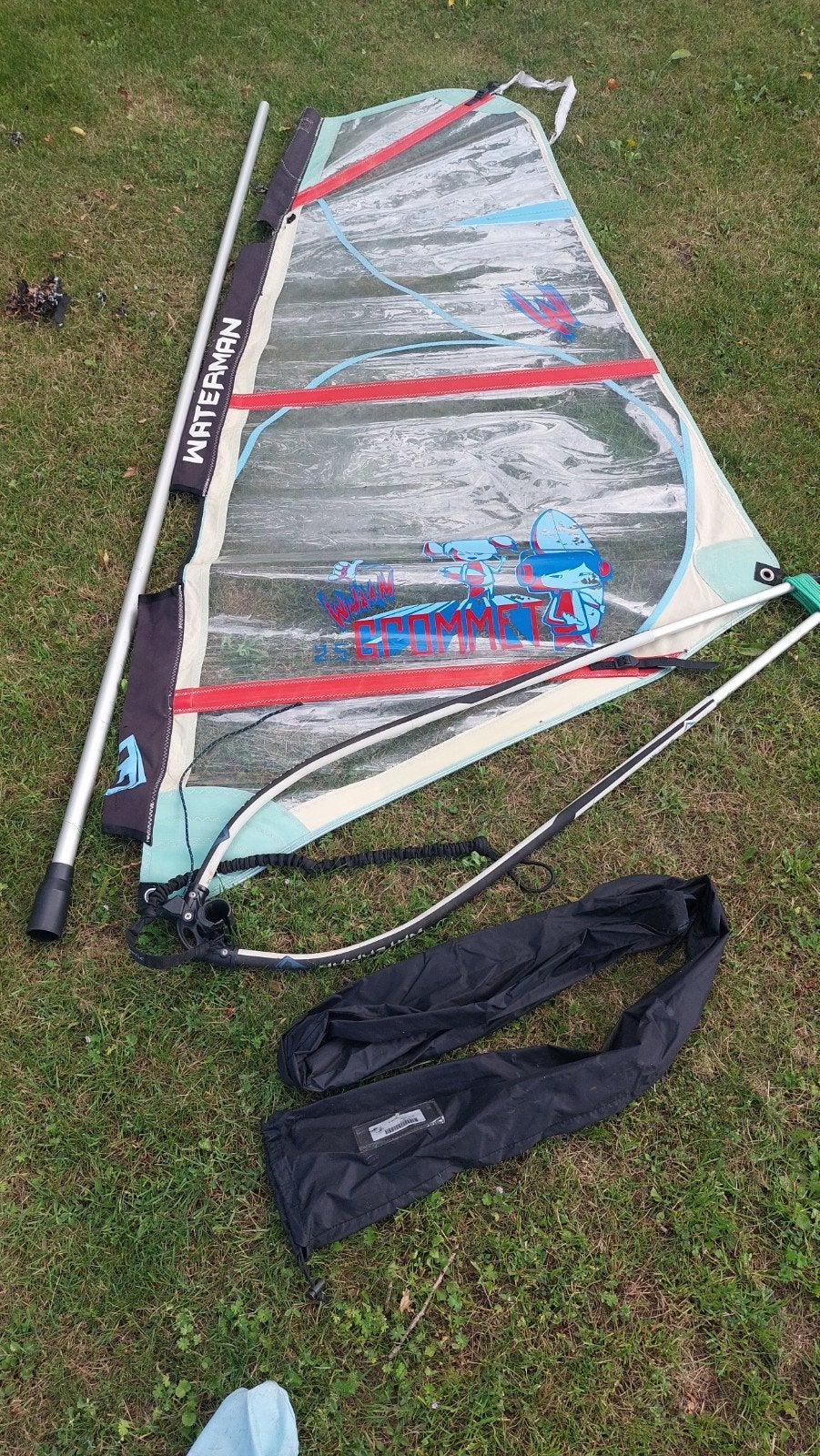 Windsurfzeil Waterman met mast en giek, Watersport en Boten, Windsurfen, Gebruikt, Zeil, Ophalen