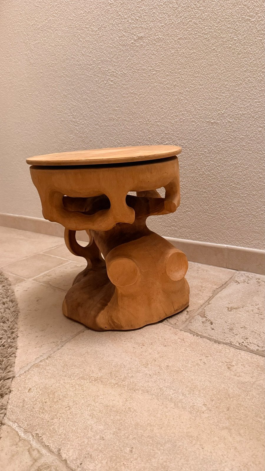 Bonsai planten tafel met draaiplateau boomstam teak japandi, Huis en Inrichting, Tafels | Bijzettafels, Ophalen, Zo goed als nieuw