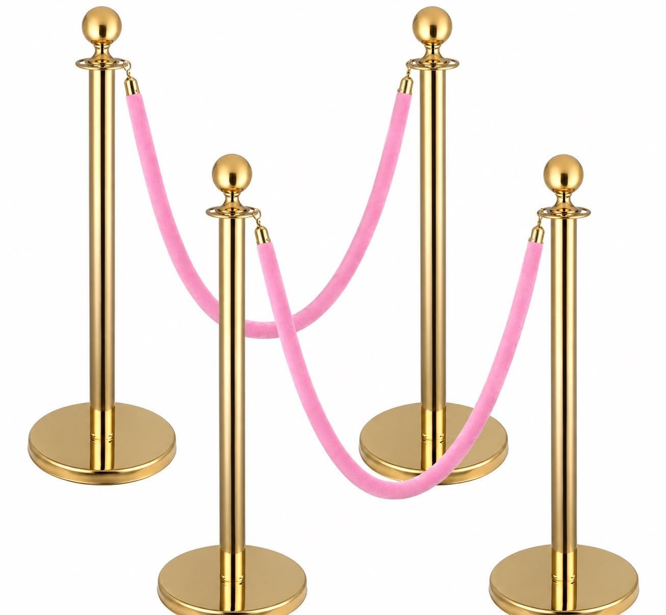Gouden afzetpalen met roze fluwelen touwen - Nieuw, Ophalen of Verzenden, Nieuw, Overige typen, Film of Tv