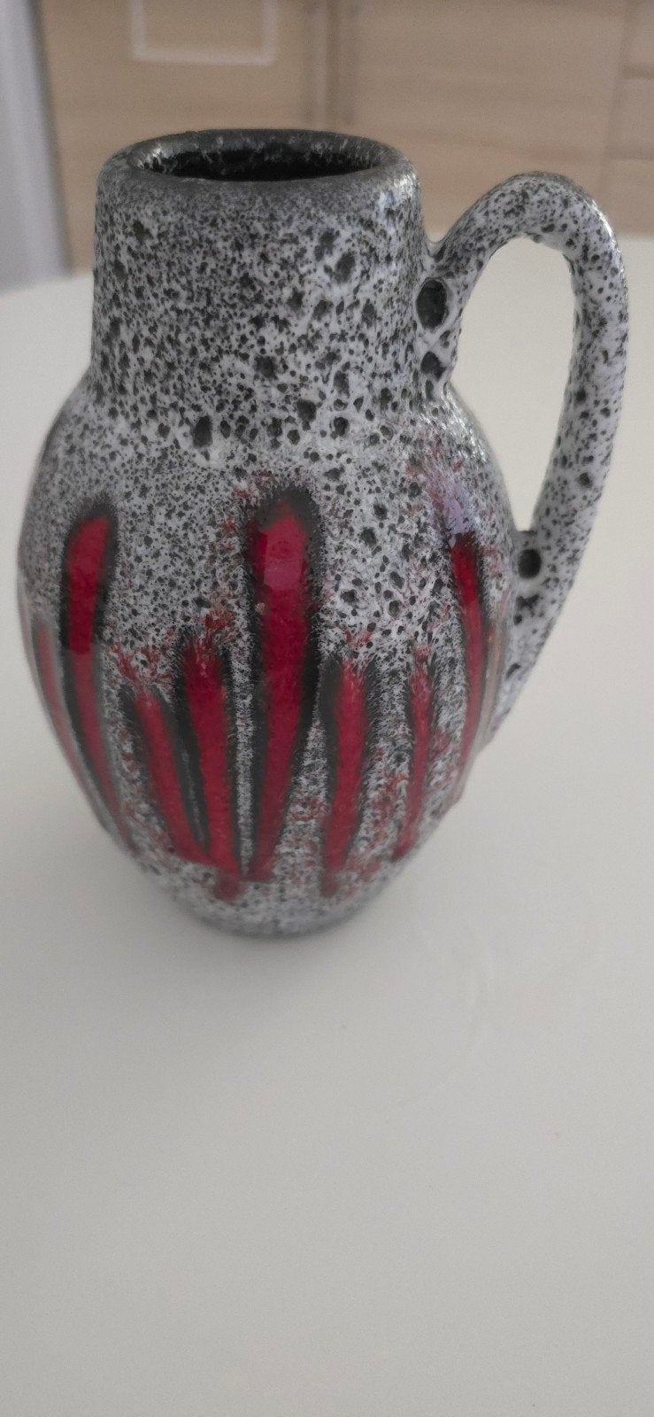 Vintage West-Duitsland "Fat Lava" Vaas Rood Zwart Spikkel, Antiek en Kunst, Ophalen of Verzenden