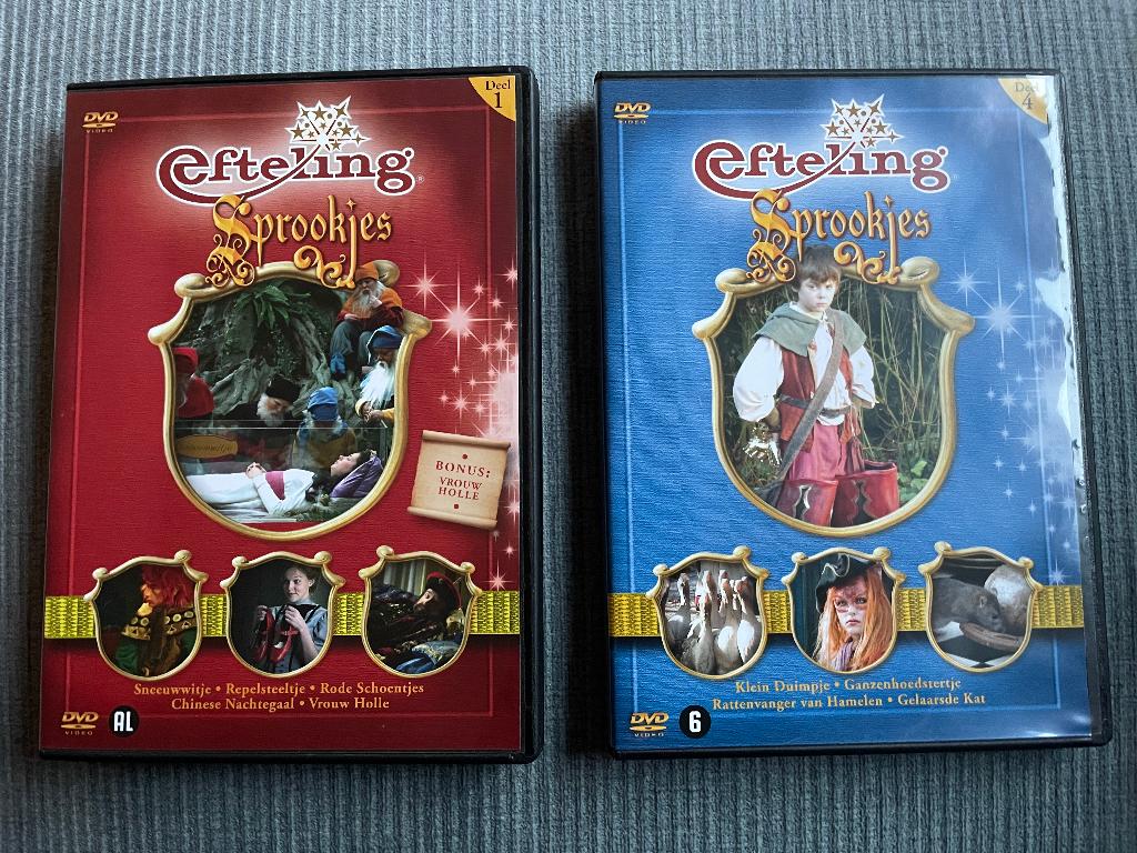 Efteling sprookjes DVD deel 1 en 4, Alle leeftijden, Ophalen of Verzenden, Zo goed als nieuw