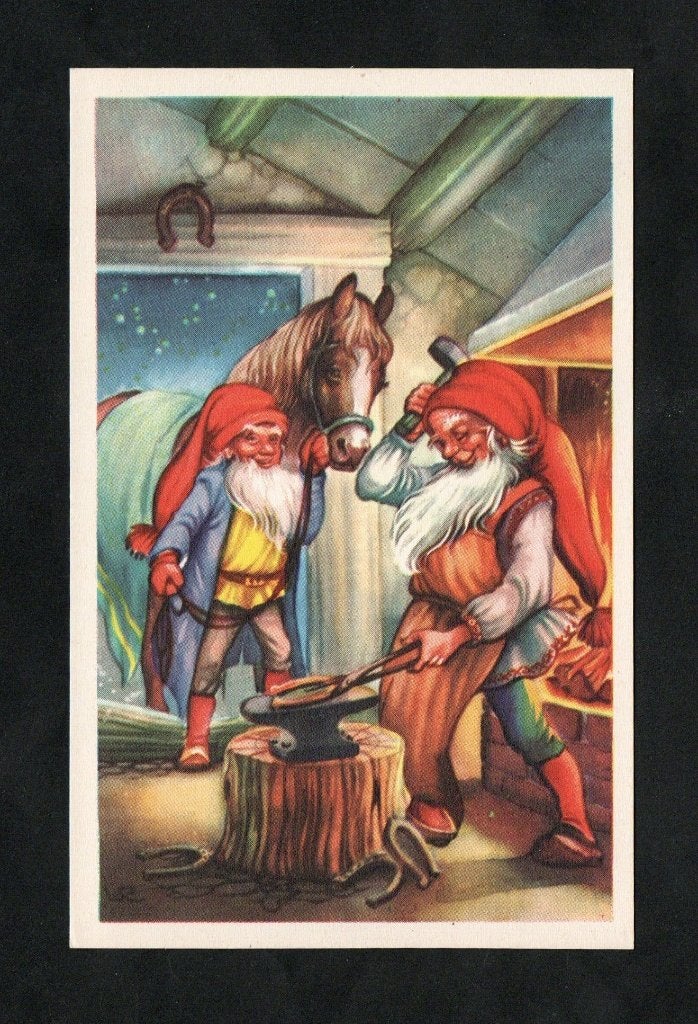 Kabouters Dwergen Smid Hoefsmid Hoefijzer Paard., Ophalen of Verzenden, 1940 tot 1960, Ongelopen, Kinderen