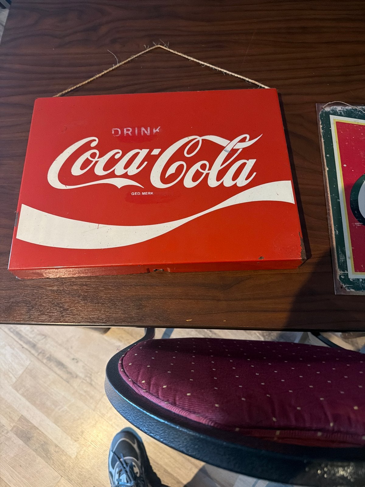 Vintage Coca-Cola Reclamebord - Decoratief Houten Bord, Ophalen of Verzenden, Gebruikt, Reclamebord