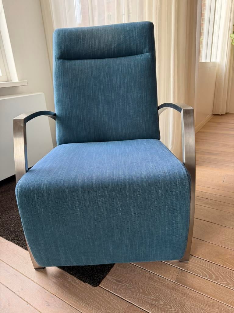 Mooie blauwe fauteuil, Huis en Inrichting, Fauteuils, Ophalen, Gebruikt