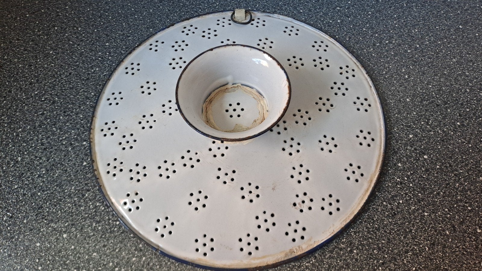 Antieke emaille taartschaal / uitlekschaal, Ophalen of Verzenden