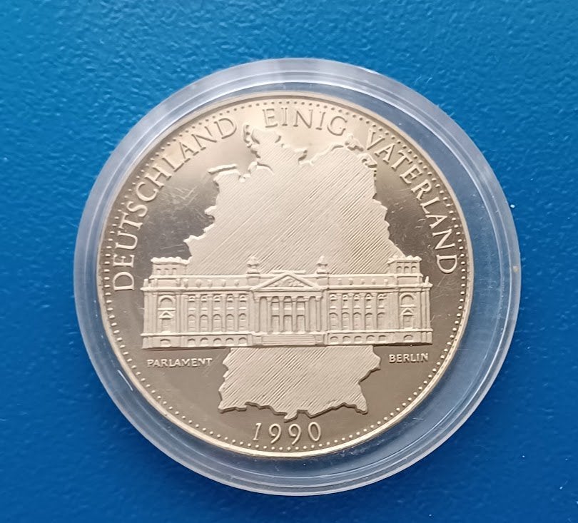 Penning Deutschland einig Vaterland, Parlament - 1990 Proof, Verzenden, Overige materialen, Buitenland