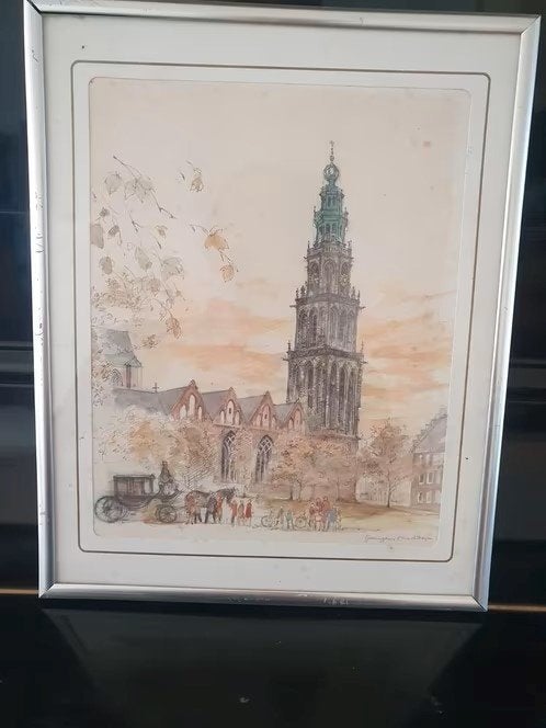 Litho Kees Krommendijk Groningen Martinitoren, Antiek en Kunst, Ophalen