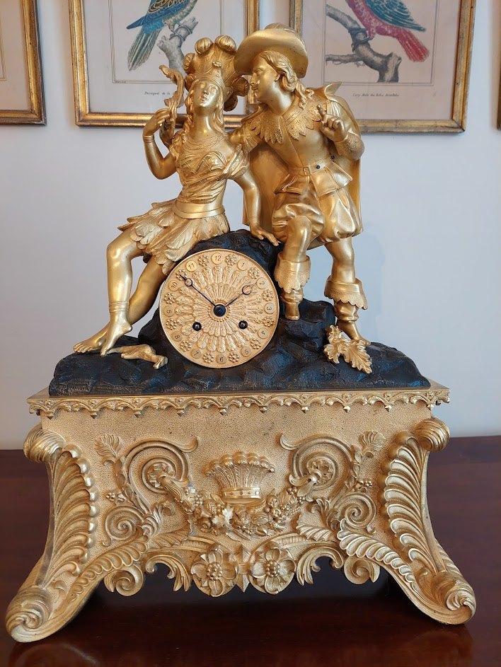 Grote Franse verguld bronzen pendule, omstreeks 1830, Antiek en Kunst, Antiek | Klokken, Ophalen
