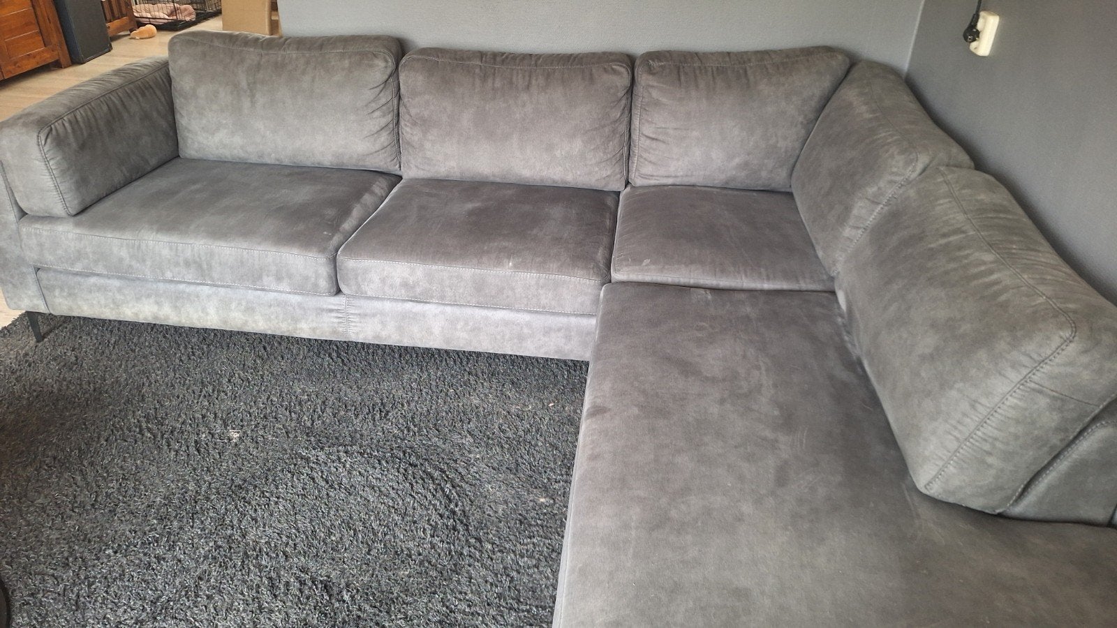 Hoekbank 265x215 cm - Grijs, Ophalen, 250 tot 300 cm, Gebruikt, Hoekbank