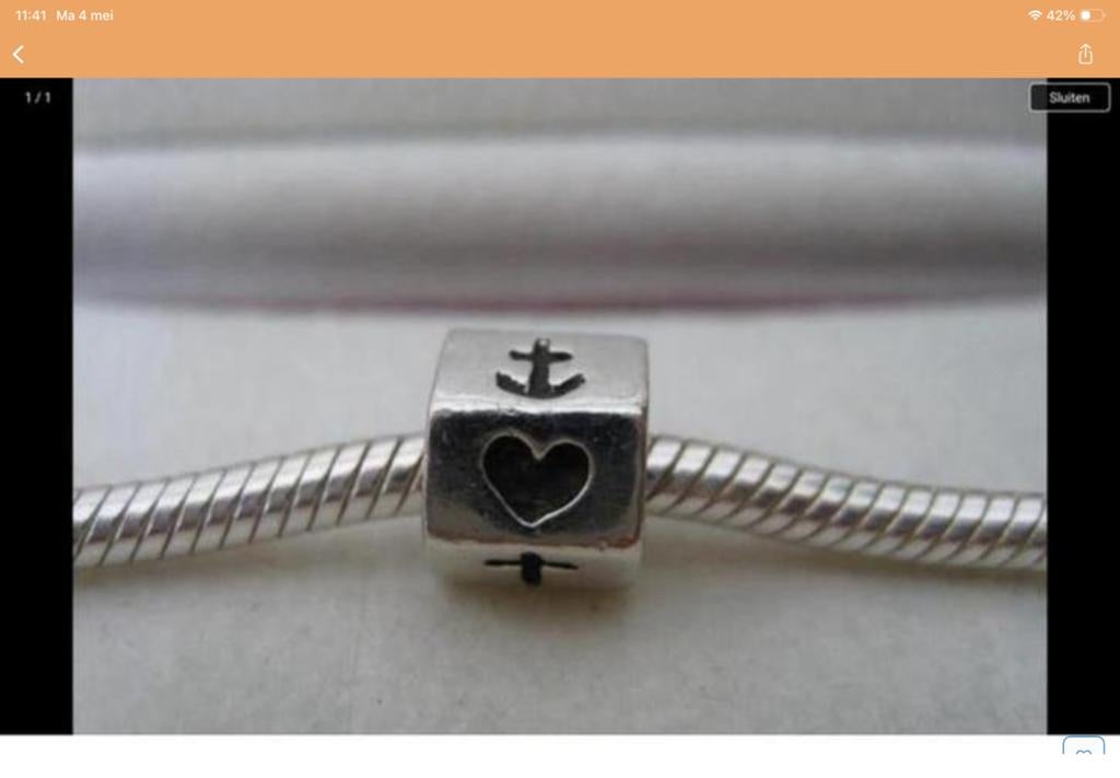 Pandora Bedel Geloof Hoop en Liefde, Verzenden, Zo goed als nieuw, Zilver, Pandora