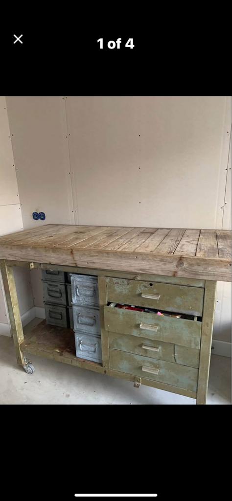Werkbank / Keuken Eiland / Trolley op wielen, Doe-het-zelf en Verbouw, Werkbanken, Ophalen of Verzenden, Gebruikt, 170 cm of meer