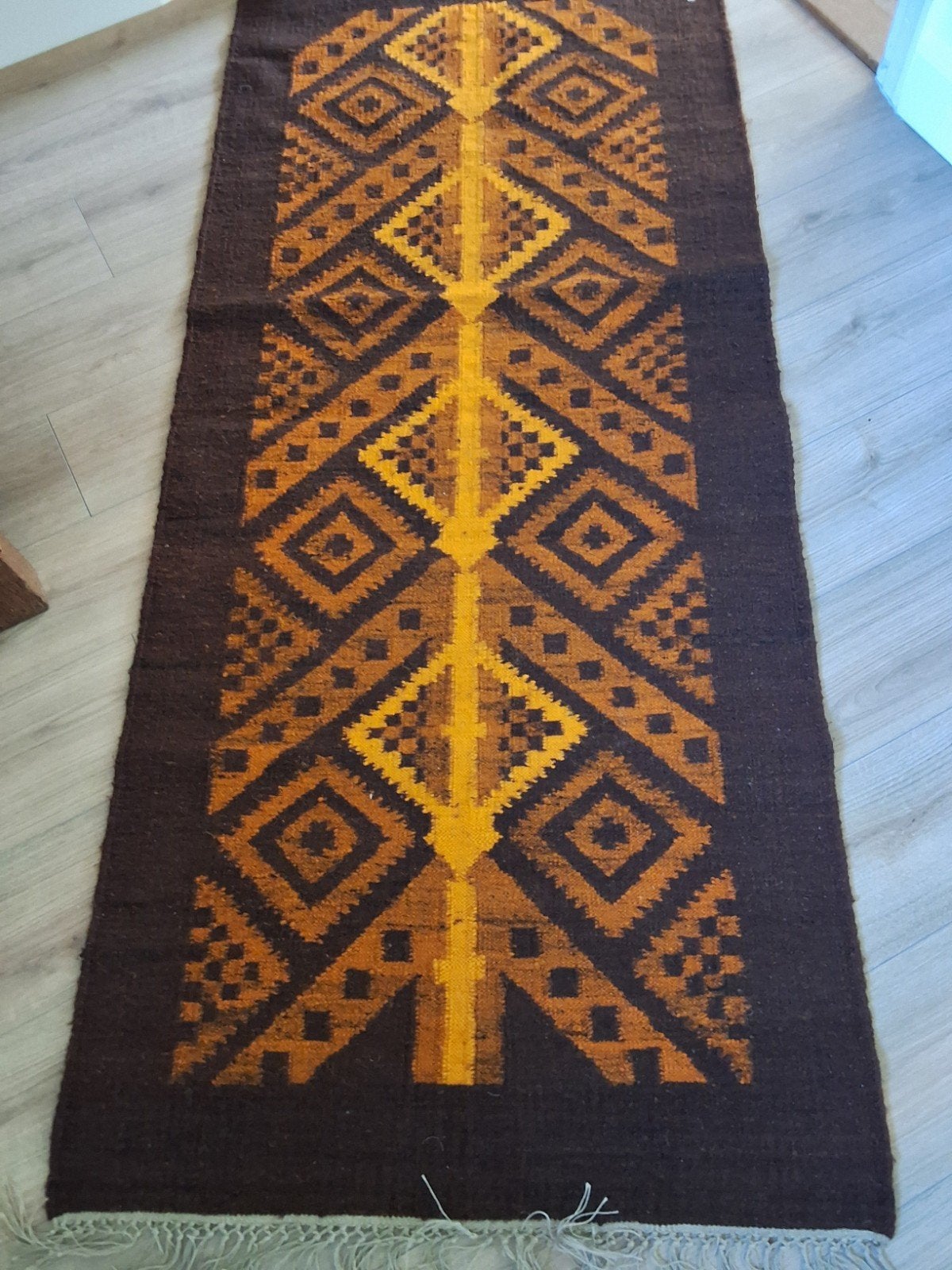 Antieke Kelim Vloerkleed - 1,95 x 0,83 mtr - Warme Kleuren, Ophalen of Verzenden