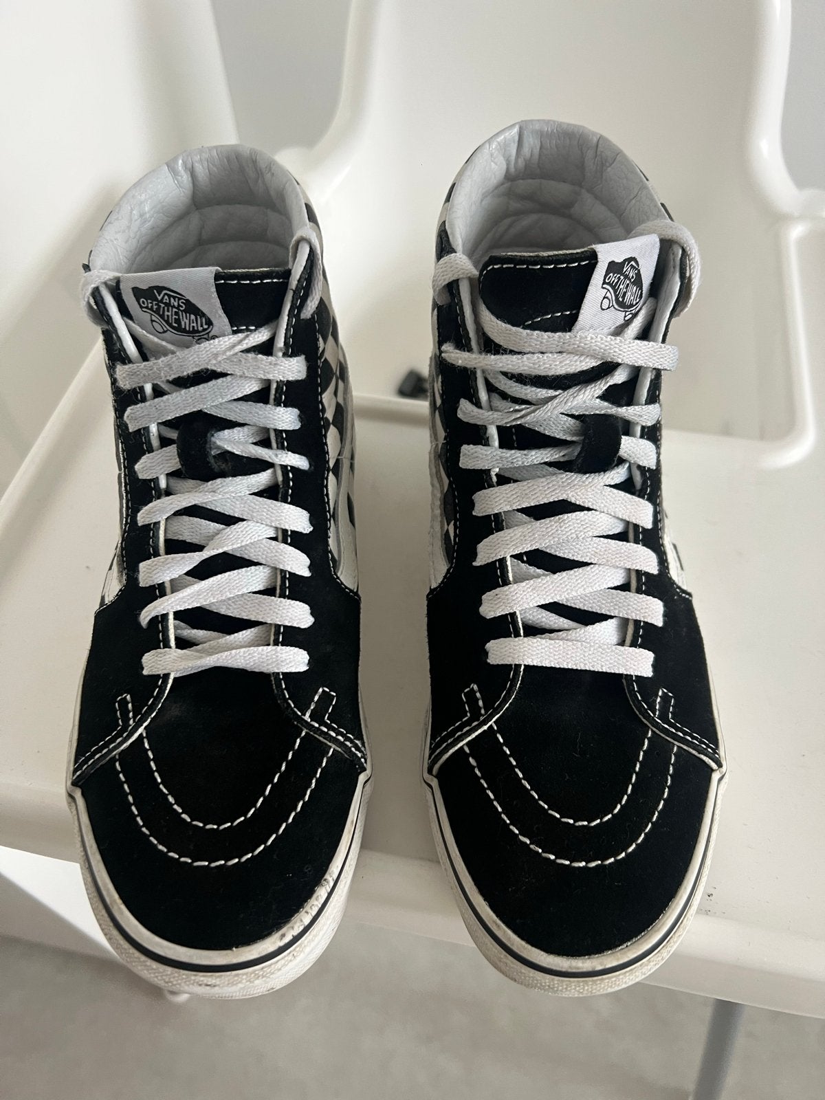 Vans Sk8-Hi Checkerboard Sneakers, Ophalen of Verzenden, Gedragen, Zwart, Sneakers of Gympen