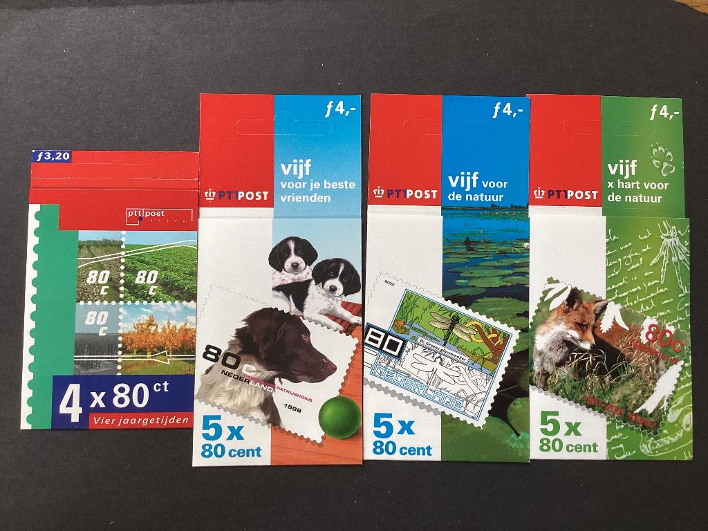 4 postzegelboekjes Natuur, Postzegels en Munten, Postzegels | Nederland, Verzenden, Na 1940, Postfris