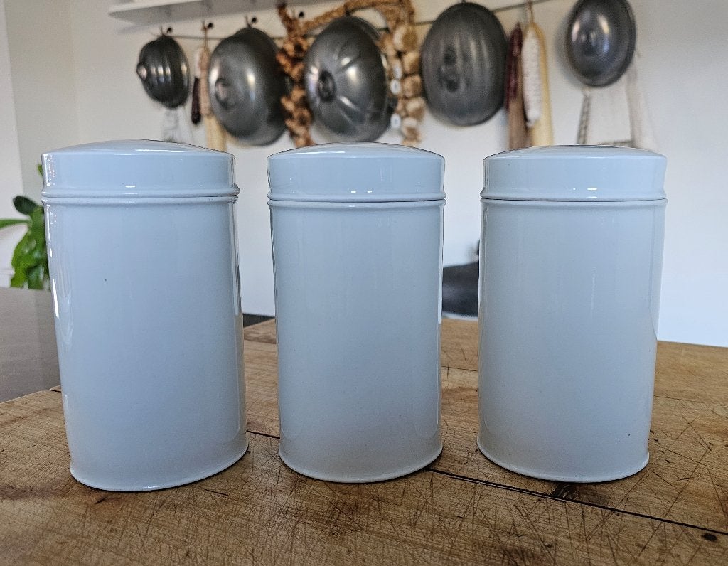 3 antieke witte porseleinen apothekerspotten apothekerspot, Ophalen of Verzenden