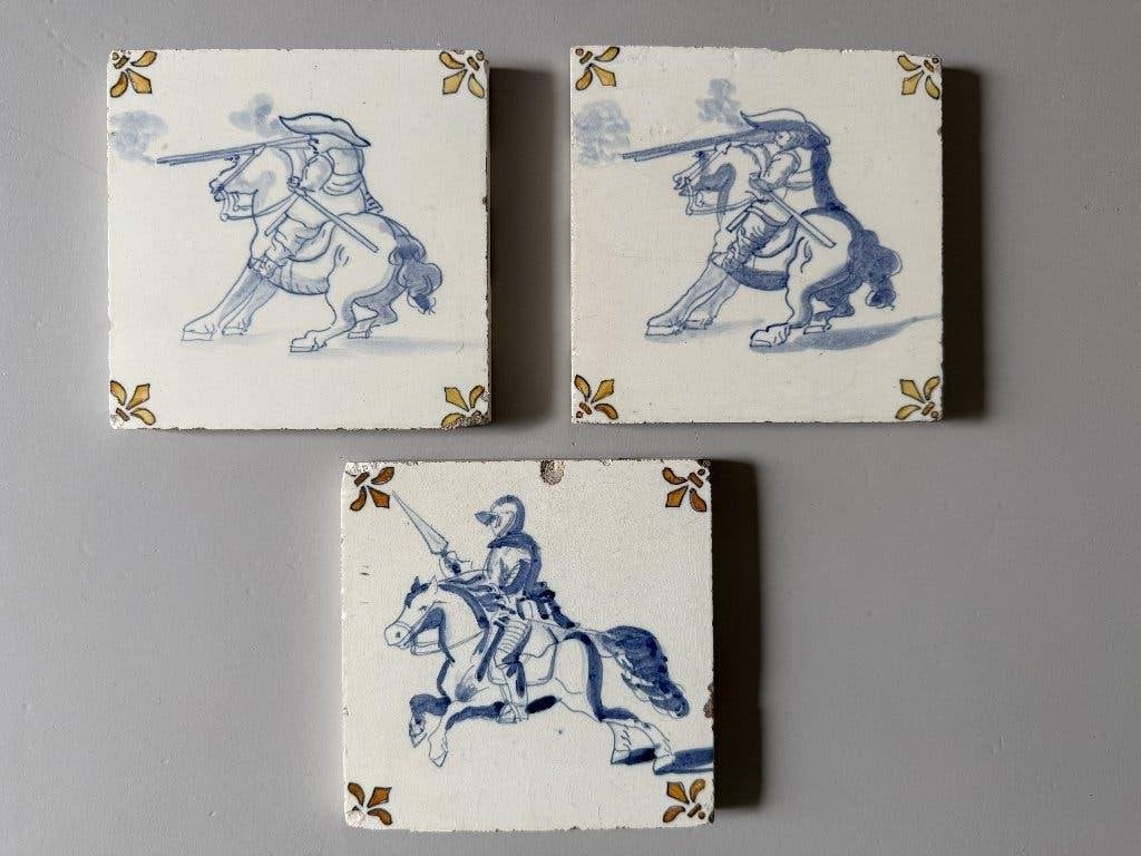 tegels Delfts blauw ruiter te paard, Ophalen of Verzenden
