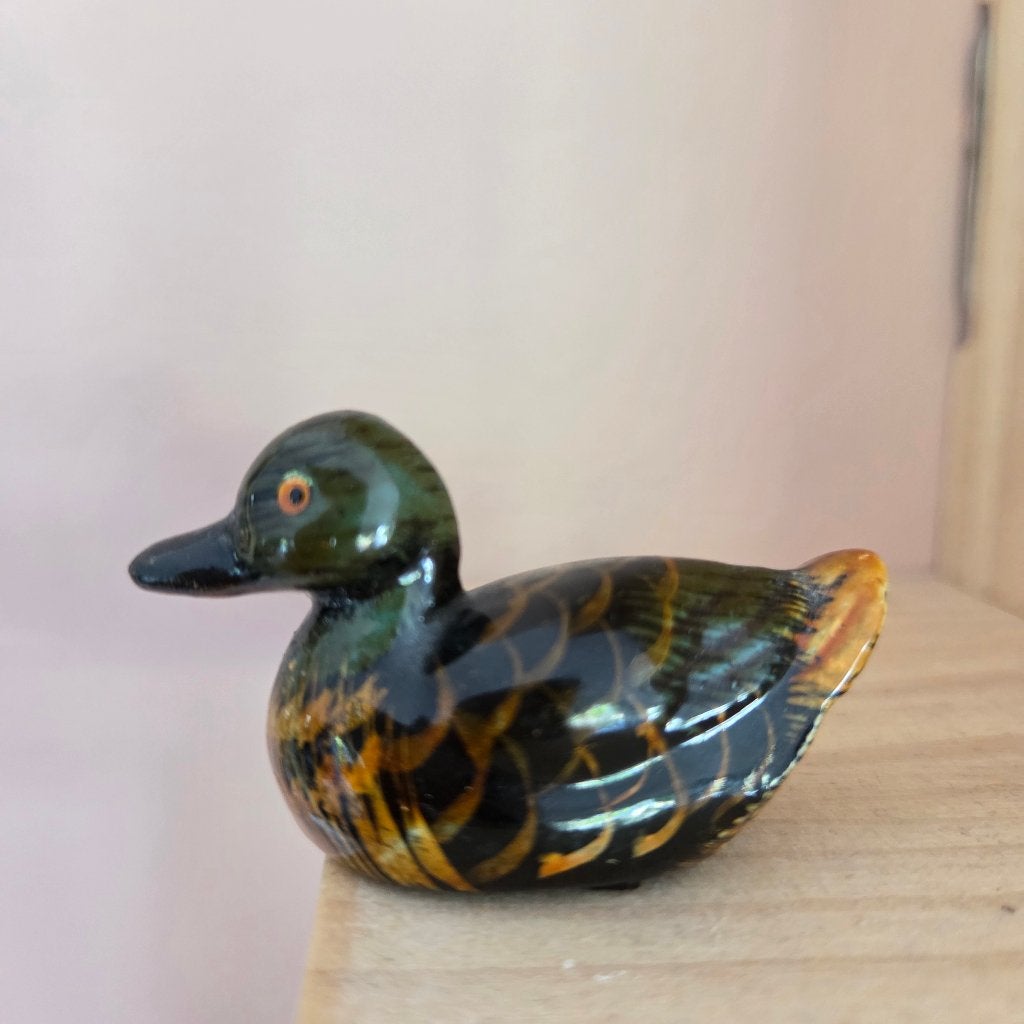Vintage Handbeschilderd Houten Eendje / Retro Vogel Jaren 70, Ophalen of Verzenden, Huis en Inrichting