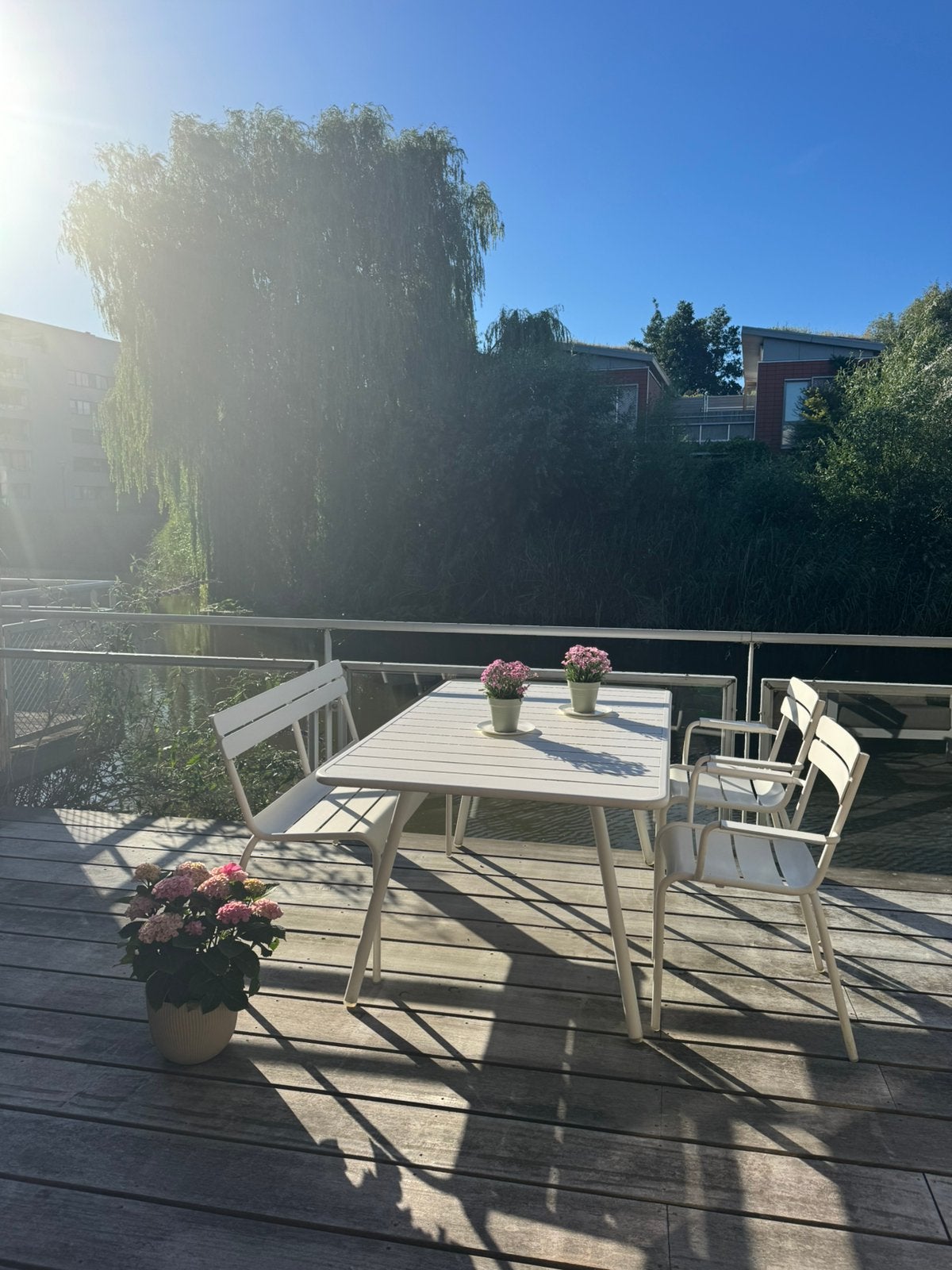 FERMOB Luxembourg tafel, 2 stoelen, 1 bankje, Ophalen, 5 zitplaatsen, Gebruikt, Aluminium