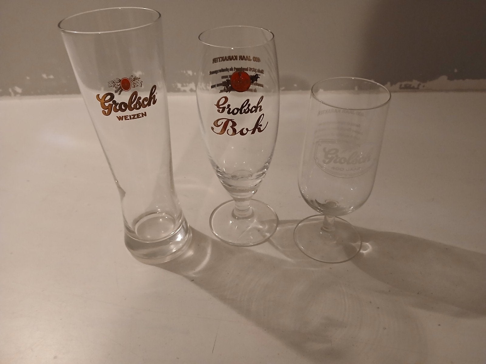 Grolsch Bierglazen Set - 2x van het 400 jarig jubileum, Ophalen of Verzenden, Zo goed als nieuw, Bierglas