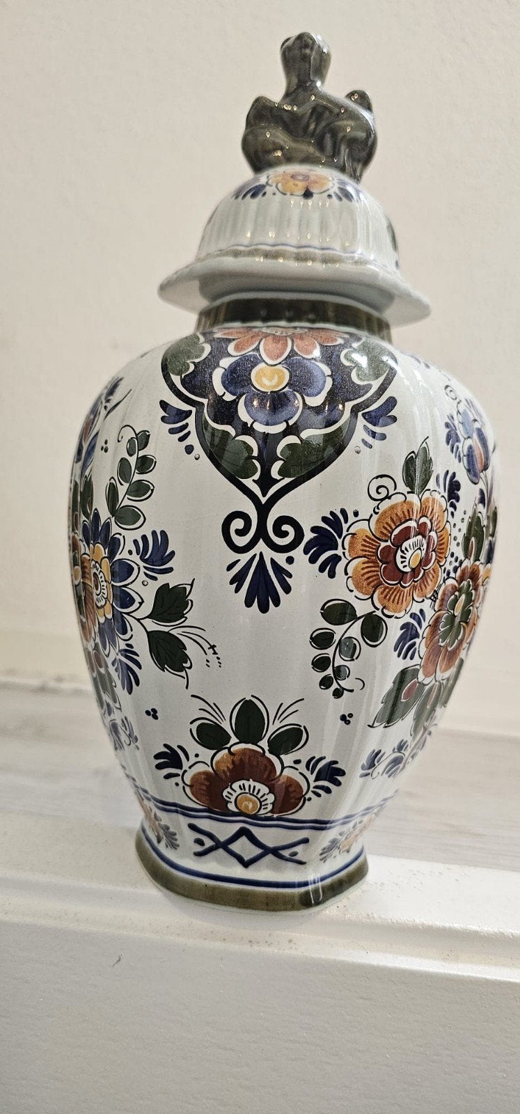 Prachtige Delfts Blauw Gemberpot met Bloemenpatroon, Ophalen