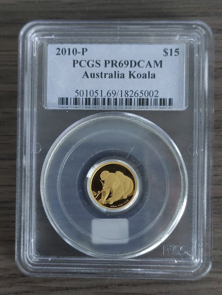 Australië 15 dollars 2010 Koala Goud PCGS PR69DCAM, Ophalen of Verzenden, Goud
