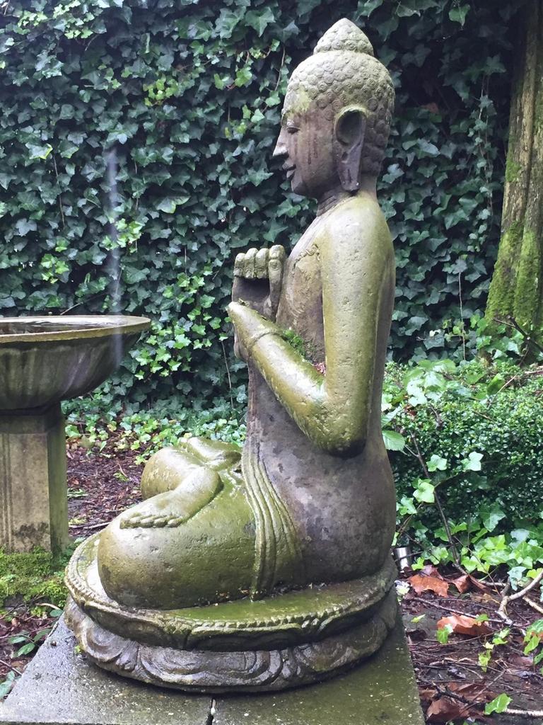 Prachtig Boeddha beeld uit lavasteen - Origineel Java/Bali, Ophalen, Gebruikt