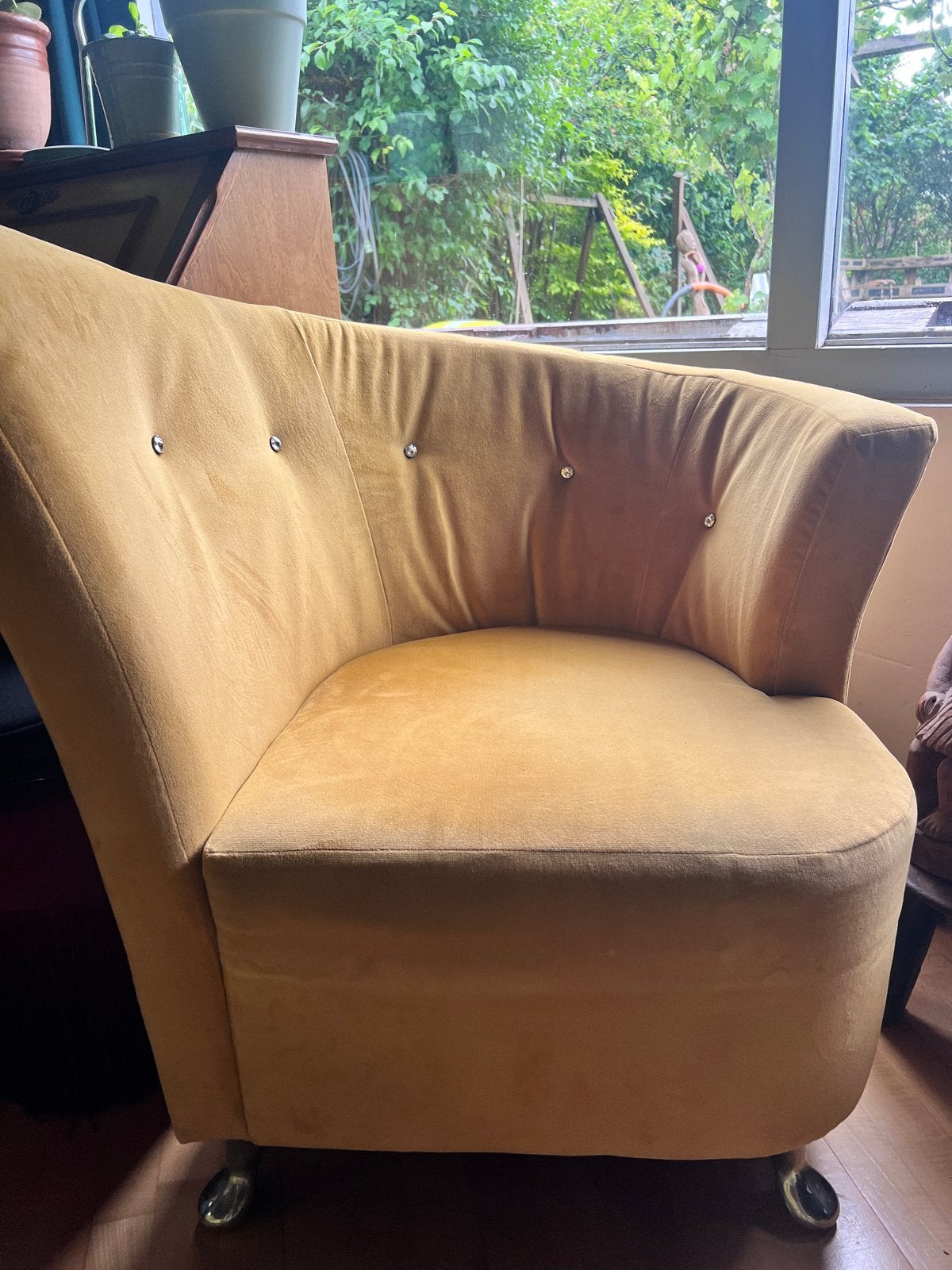 Comfortabele velours stoel met glitter details, Huis en Inrichting, Gebruikt, Overige kleuren, Ophalen of Verzenden, Eén