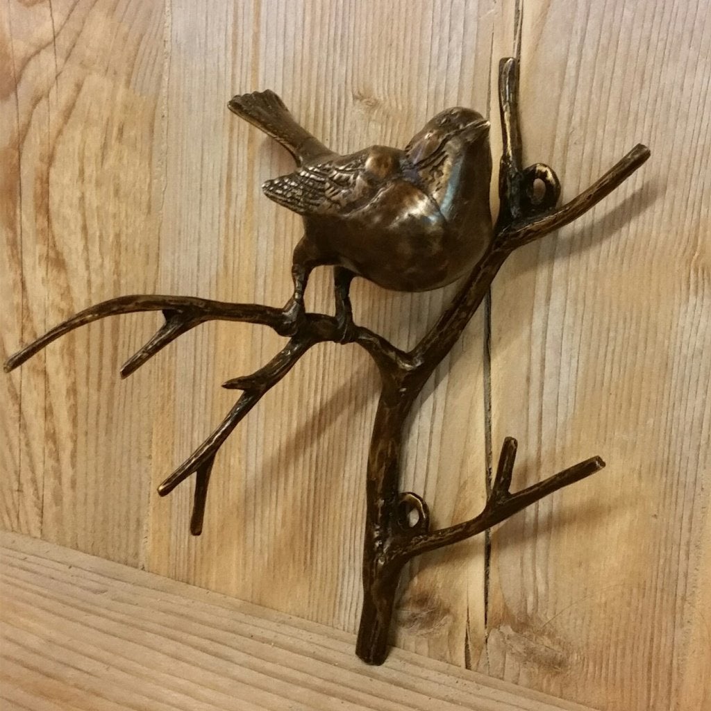 1 VOGEL OP TAK / BRONS / WANDHANGER, Huis en tuin decoratie Marie, Nieuw, Info@huisentuindecoratiemarie.nl, Peize