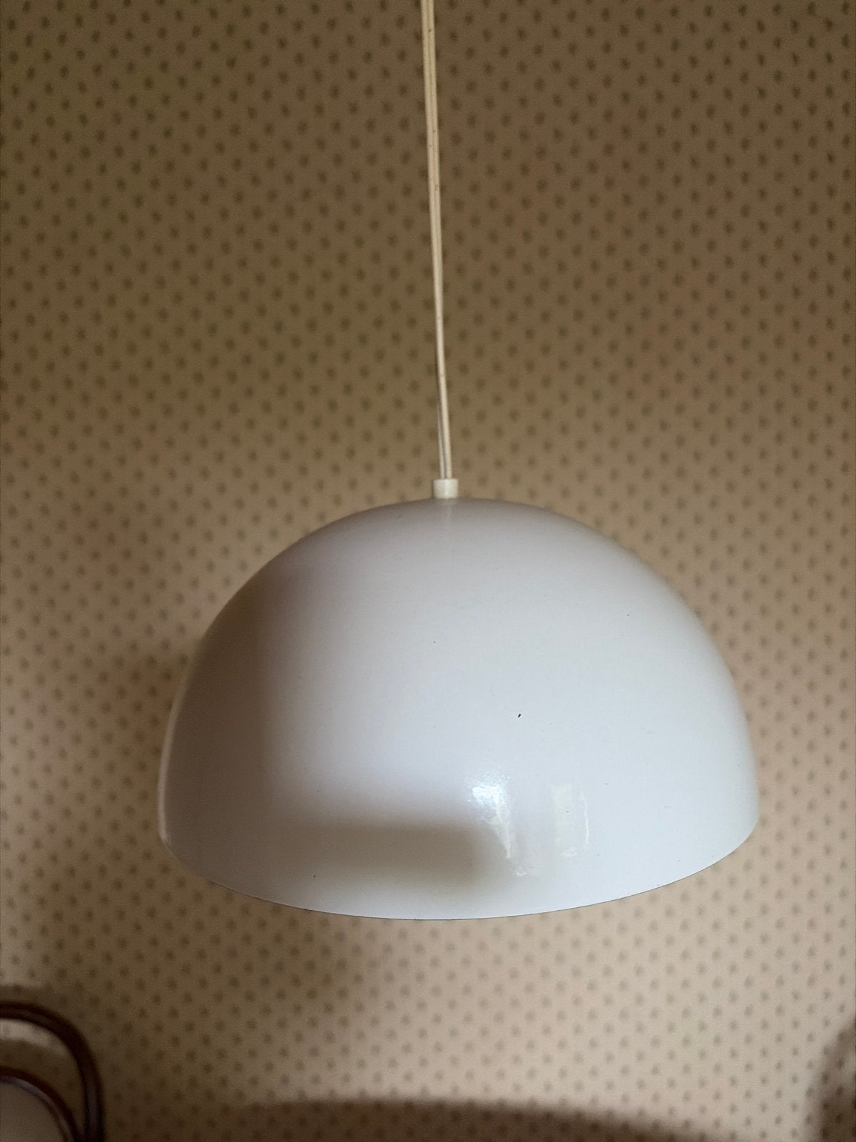 Vintage Witte Koepel Hanglamp - Jaren '70 Design, Ophalen of Verzenden, Gebruikt, Metaal, E27 (groot)
