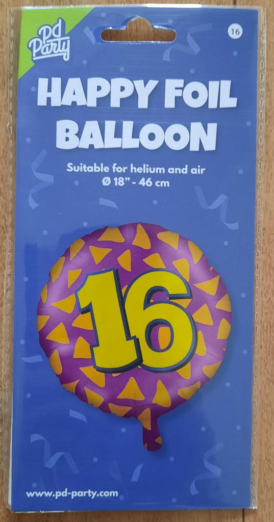 Ballon / Vlaggenlijn / Slingers enz. - cijfer 16 - ( Nieuw), Ophalen of Verzenden, Nieuw, Versiering, Verjaardag