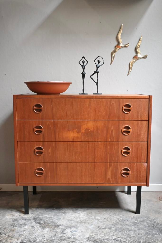 Vintage Deens Design ladekast, Huis en Inrichting, Kasten | Ladekasten, Ophalen, Deens Design, Teakhout, 50 tot 100 cm