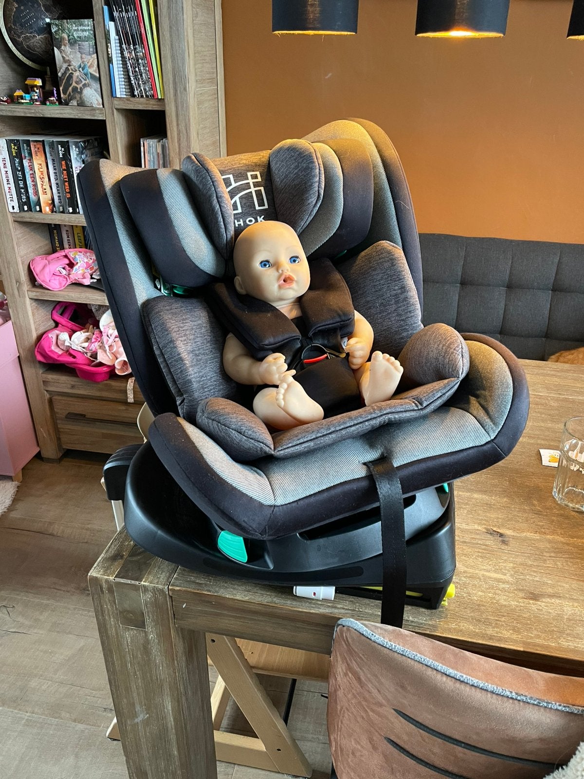 Autostoel Eco Baby Hok met isofix en 360 draaibaar, 0 t/m 18 kg, Verstelbare rugleuning, Zo goed als nieuw, Isofix