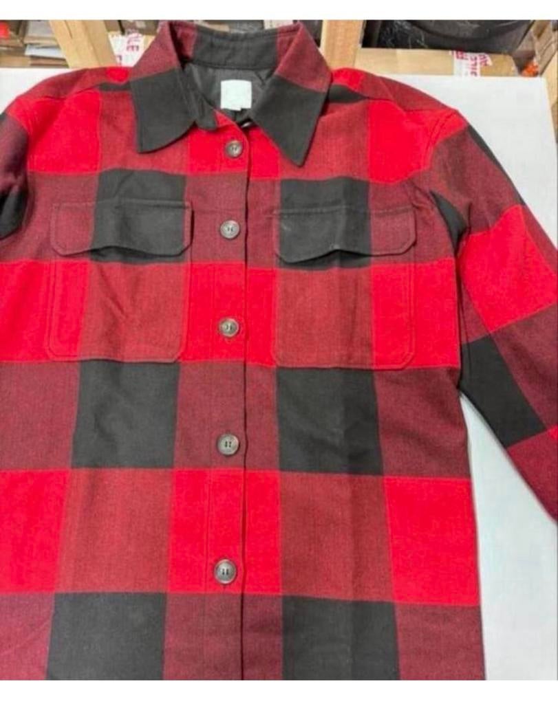 H&M vest trui jack - L mannen heren Rood Zwart geblokt blok, Maat 52/54 (L), Ophalen of Verzenden, Zo goed als nieuw, H