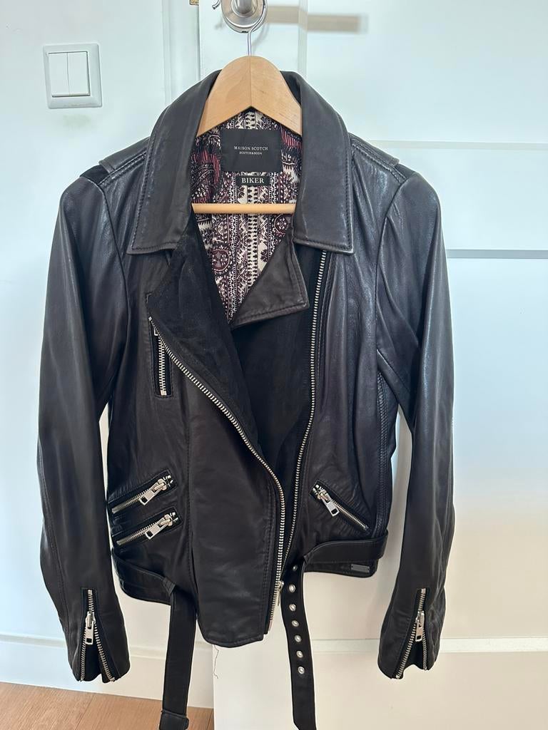 NIEUW Leren jas Maison Scotch maat 36, Ophalen, Nieuw, Maat 36 (S), Zwart