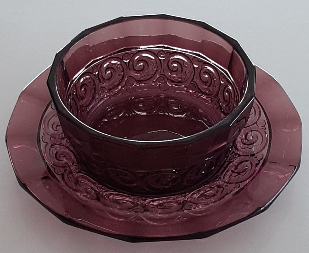 VSL Belgique Luxval / zeer grote art deco schotel met kom, Antiek en Kunst, Antiek | Glas en Kristal, Ophalen of Verzenden