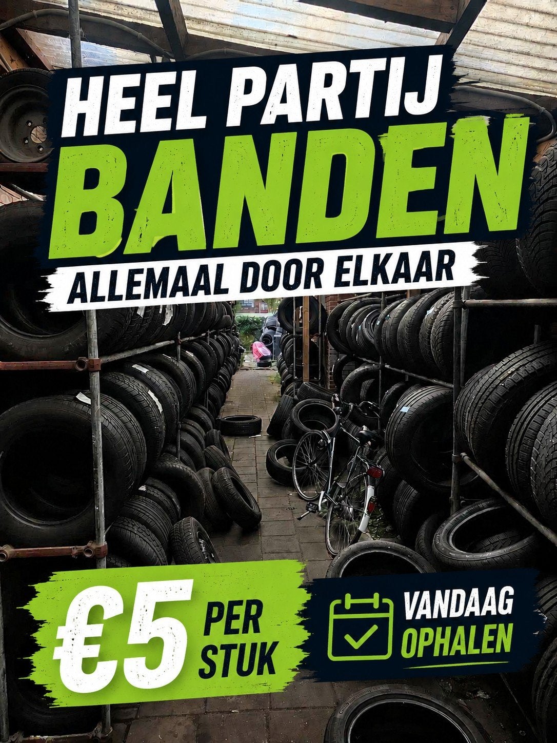 Grote voorraad gebruikte banden, Ophalen, Gebruikt