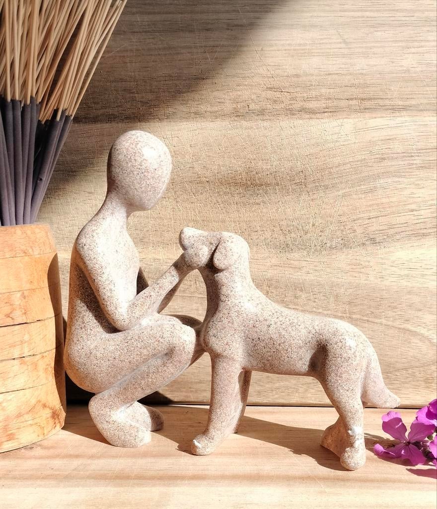 Beeldje man met hond van Lieve Saar, Verzenden, Nieuw, Dier