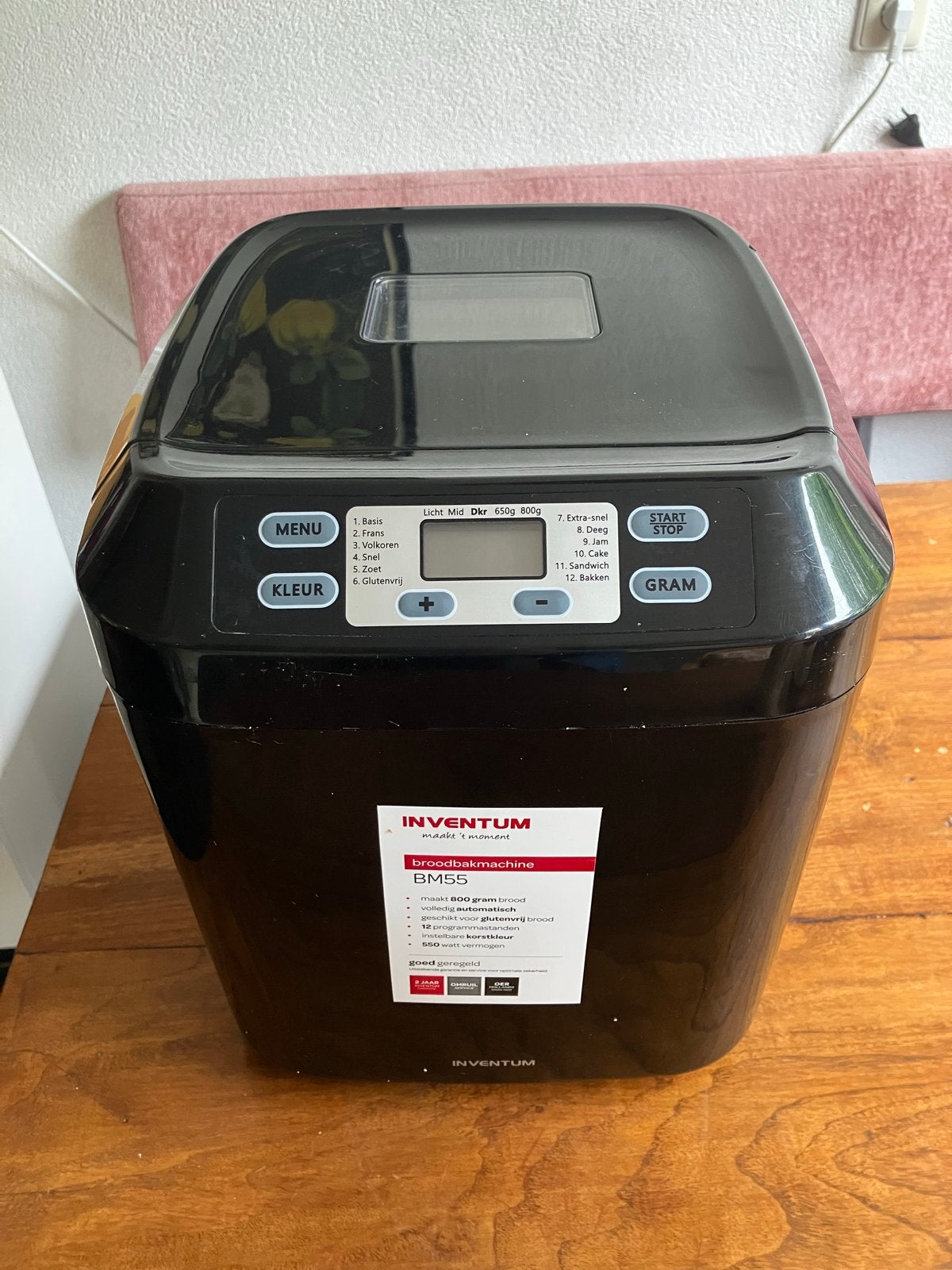 Inventum Broodbakmachine BM55 - Zwart, Gebruikt, 400 tot 800 gram deeg, Kijkvenster, Ophalen