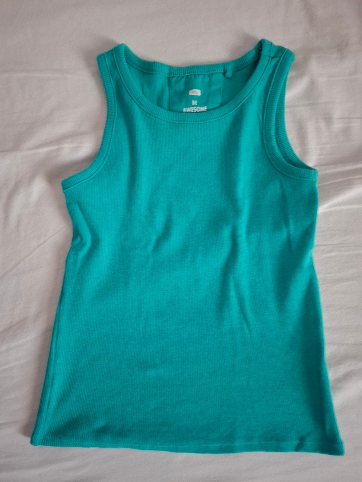Turquoise ribgebreide top maat 122/128, WE, Meisje, Ophalen of Verzenden, Zo goed als nieuw