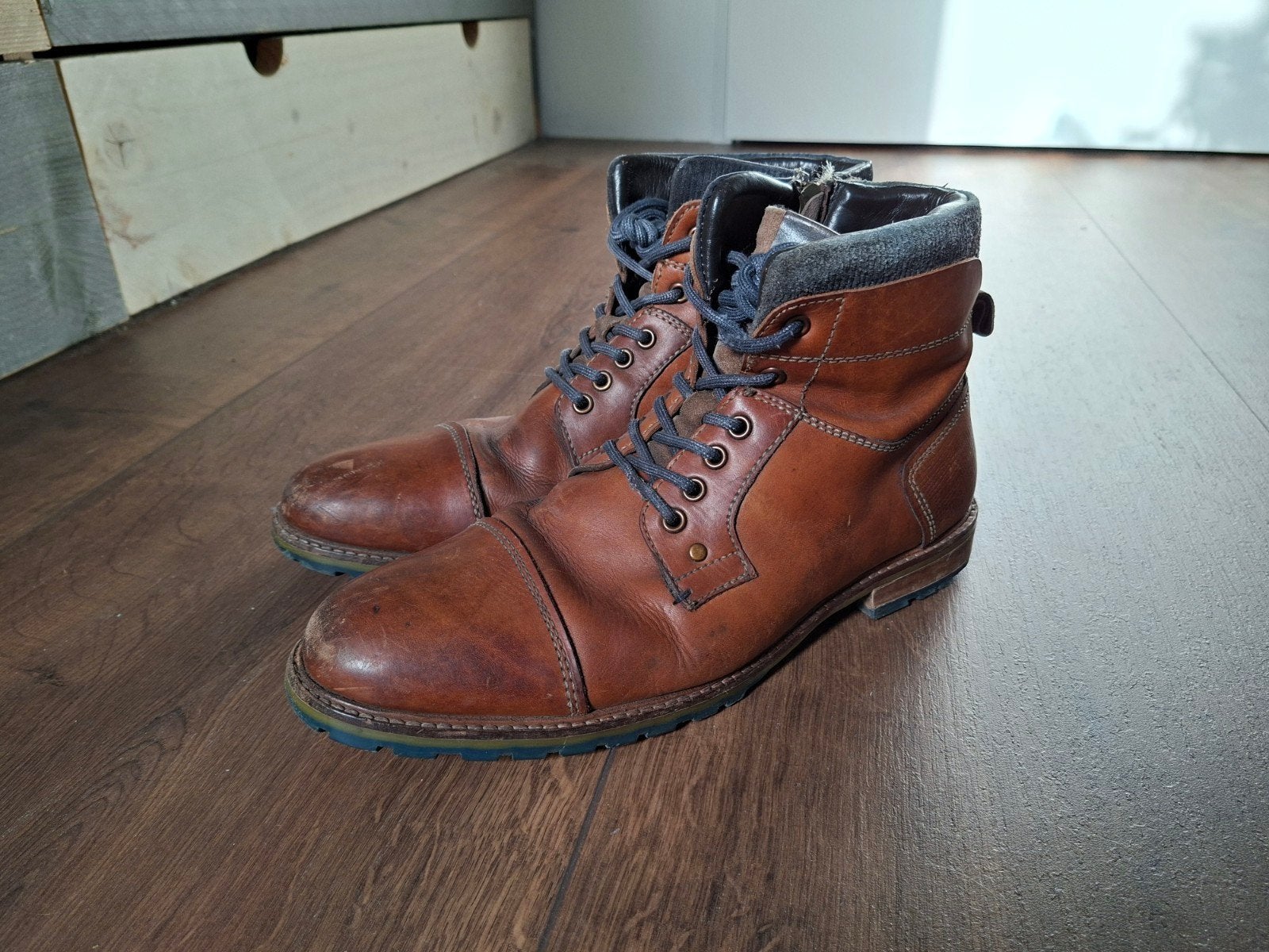 Bruine leren boots maat 44, Ophalen, Gedragen, Bruin, Boots