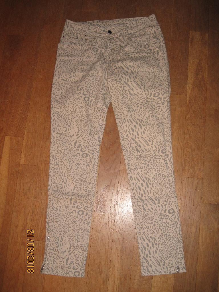 Onado beige broek met panterprint maat 36, Kleding | Dames, Onado, Beige, Ophalen of Verzenden, Maat 36 (S)